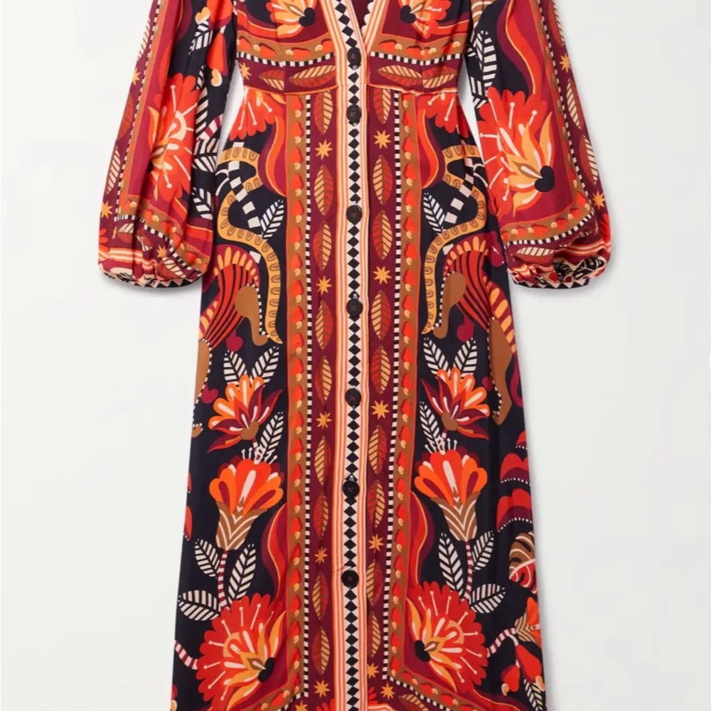 Red Nature Beauty Scarf Maxi-Dress NWT